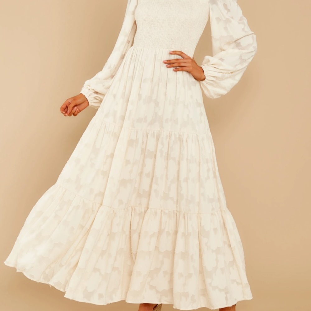 A Fine Romance Cream Lace Maxi dress